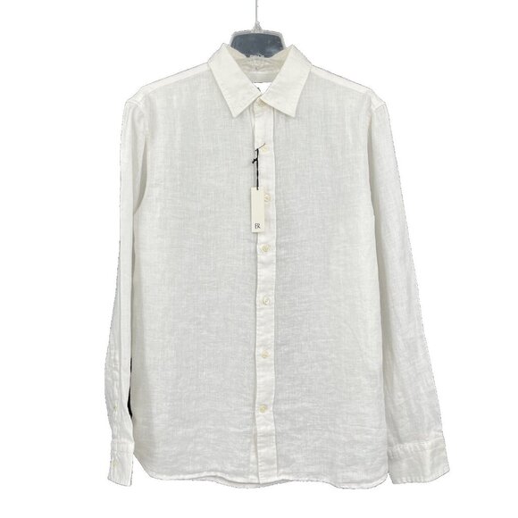 BR Banana Republic Men's Collared Linen Shirt White Large Summer - Picture 1 of 8